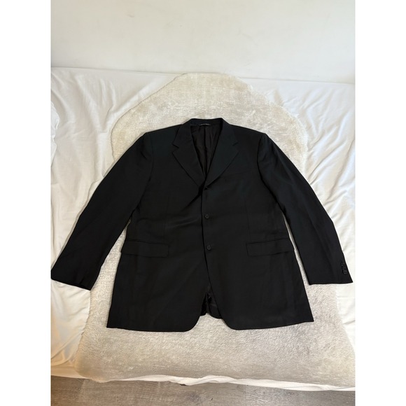 Canali Mens Black Wool Sport Blazer Jacket Size‎ 48L EU 58 3 Button